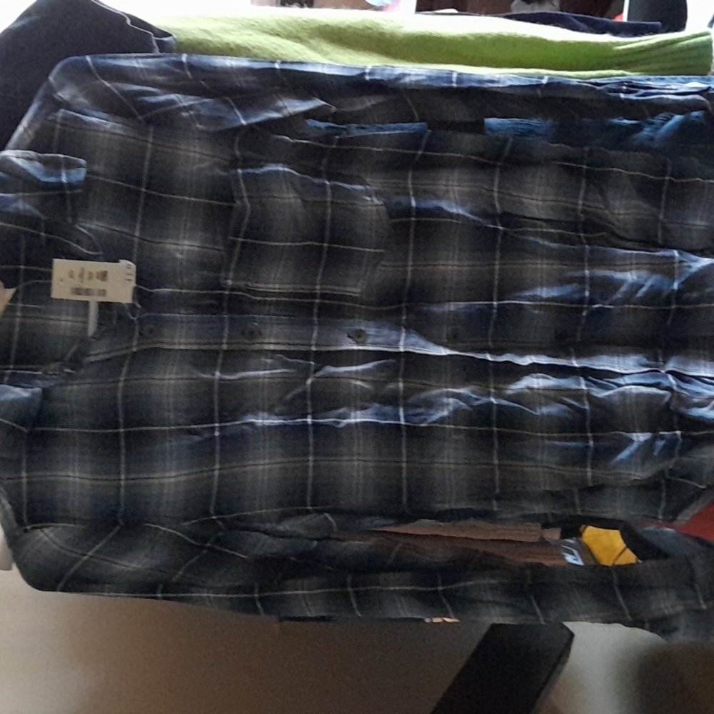 Blue and white plaid long sleeve Aeropostale top